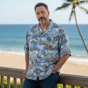 Vintage Batik Bay Hawaiian Shirt Size XXL Americana‎ Flag